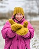 rękawiczki damskie WOOLY wełniane rękawiczki z wełny i alpaki miodowe 1
