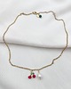 złote naszyjniki Łańcuszek z perłą i wisienkami  handmade 1