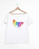 t-shirt damskie Tęczowa zebra Biały Oversize 1