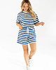 t-shirt damskie Bluzka Joy Szerokie Paski Classic Blue 2