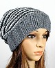 czapki damskie Czapka beanie hipster krasnal szara w paseczki 1