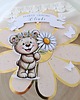 kartki scrapbooking MIŚ ZE STOKROTKĄ zaproszenie + podziękowanie 3