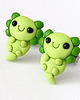 kolczyki z masy plastycznej Zielone urocze kolczyki kawaii axolotl 2