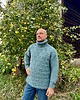 swetry męskie Ręcznie dziergany sweter z golfem z wełny jaka, kolor denim 2