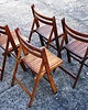 krzesła Komplet 4 składanych krzeseł drewnianych vintage, lata 70. 7