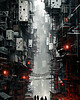 plakaty Futurystyczna Japonia, Cyberpunk - Plakat - Loft, Minimalizm 1