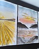 grafiki i ilustracje Złote akwarele 30x42 słońce morze zachód szlagmetal złoto folia Golden Sun 9