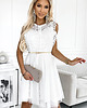 sukienki mini damskie 454-1 GRETA sukienka z koronką i złotym paskiem - BIAŁA 3