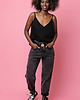 topy damskie Lniany czarny top damski NYMFA 3