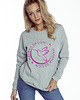 bluza bez kaptura damska Bluza dresowa bawełniana z haftem kolibra magenta 2