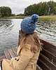 czapki damskie Wełniany komplet zimowy czapka i komin niebieski 2