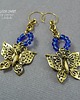 kolczyki z mosiądzu Złoty motyl z kobaltem urocze długie modne kolczyki w stylu boho handmade 8