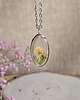 wisiory Srebrna zawieszka jajowata suszone kwiaty żółta gipsówka 1
