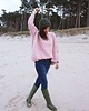 swetry damskie  Sweter handmade oversize  z wełną  pudrowy róż 1
