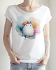 t-shirt damskie Duszkowy ludzik różowopomarańczowy Biały Oversize 1