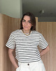 t-shirt damskie T-Shirt Move crop paski poduchy cream & black 1