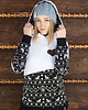 bluza z kapturem damska Bluza damska RENIFEROWE PÓŁ czarno-biała 2