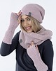 akcesoria różne Komplet: czapka, komin, mitenki - pudrowy róż 2