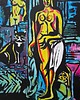 obrazy Kolorowy obraz  kubiczna dama akt picasso style 1