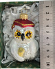 bombki Ręcznie malowana bombka szklana biała sowa w czerwonym berecie 6