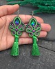 kolczyki soutache Kolczyki sutasz z chwostami zielone kolorowe długie na wiosnę Cosima 1