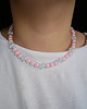 chokery Różowy naszyjnik choker z koralików z gwiazdkami 1