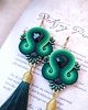 kolczyki soutache Zielone chwosty wieczorowe kolczyki sutasz 1