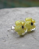 kolczyki wire wrapping Jasnożółte płatki - kwiatki    - sztyfty 1