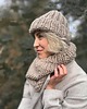 czapki damskie WOOLY wełniany komplet czapka i komin beż 2