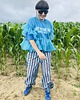 spodnie materiałowe damskie Balloon pants w paski n/b 5
