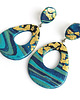 kolczyki z masy plastycznej Duże Kolczyki Turkusowo Złote 1