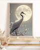 plakaty PLAKAT żuraw, japońska sztuka ścienna, księżyc ilustracja, sakura, japandi 2