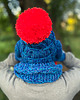 czapki damskie Czapka z wielkim pomponem MERINO 100% ,,Niebieskości" EUFORIA 1