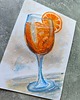 grafiki i ilustracje Włoska inspiracja Aperol Spritz drink obraz akwarela 15x21oprawiony 2