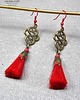 kolczyki chwosty Czerwone frędzle dla fanki długich kolczyków, kolczyki w stylu boho handmade 4
