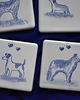 podkładki do kuchni Podkładki pod kubki kafelki psy kobaltowe 1