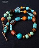 korale Unikatowy komplet turkusowy: naszyjniki, bransoleta, kolczyki Handmade gift 5