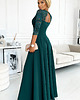 sukienki maxi damskie 309-5 AMBER elegancka koronkowa długa suknia z dekoltem - ZIELEŃ BUTELKOWA 1