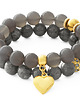 bransoletki z kamieni naturalnych Gray agate with heart pendant. 1