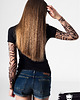 t-shirt damskie Czarny t-shirt z tatuażami Tribal Style 1