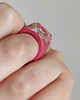 pierścionek z żywicy Różowy pierścionek z cyrkonią 6