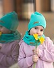 czapki dziecięce Czapka dziecięca przejściowa z kominem - neozielony 1