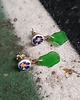 kolczyki ceramiczne Kolczyki ceramiczne Bolesławiec + szkło z morza 2