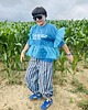 spodnie materiałowe damskie Balloon pants w paski n/b 1