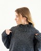 swetry damskie  TAJRA - Oversizowy Sweter z Golfem Szary Melanżowy 100% Wełny Merino 4