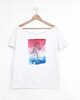 t-shirt damskie Trzy kolory peonie Biały Oversize 1