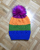 czapki damskie 6904 Energetyczna Czapka Beanie w Żywe Pasy z Pomponem 5