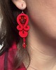 kolczyki soutache Czerwone eleganckie kolczyki sutasz z kryształkami 3