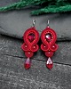 kolczyki soutache Kolczyki sutasz czerwone klasyczne z kryształkiem Ana 2