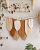 makramy Makrama Ikar  L, plecione beżowe pióra liście, dekoracja w stylu boho 1